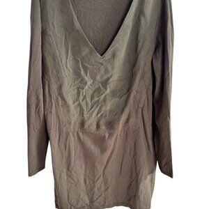 Lafayette 148 New York, Petite Large, olive green blouse, with 100% silk combo
